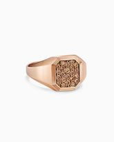 Streamline® Signet Ring in 18K Rose Gold with Cognac Diamonds, 14mm
